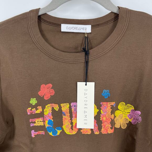 Daydreamer The Cure Flower Of Love Shrunken Long Sleeve Tee XS Chocolate - Picture 4 of 6